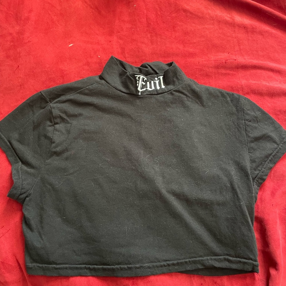 Black Cropped “EVIL”  with Logo Detail